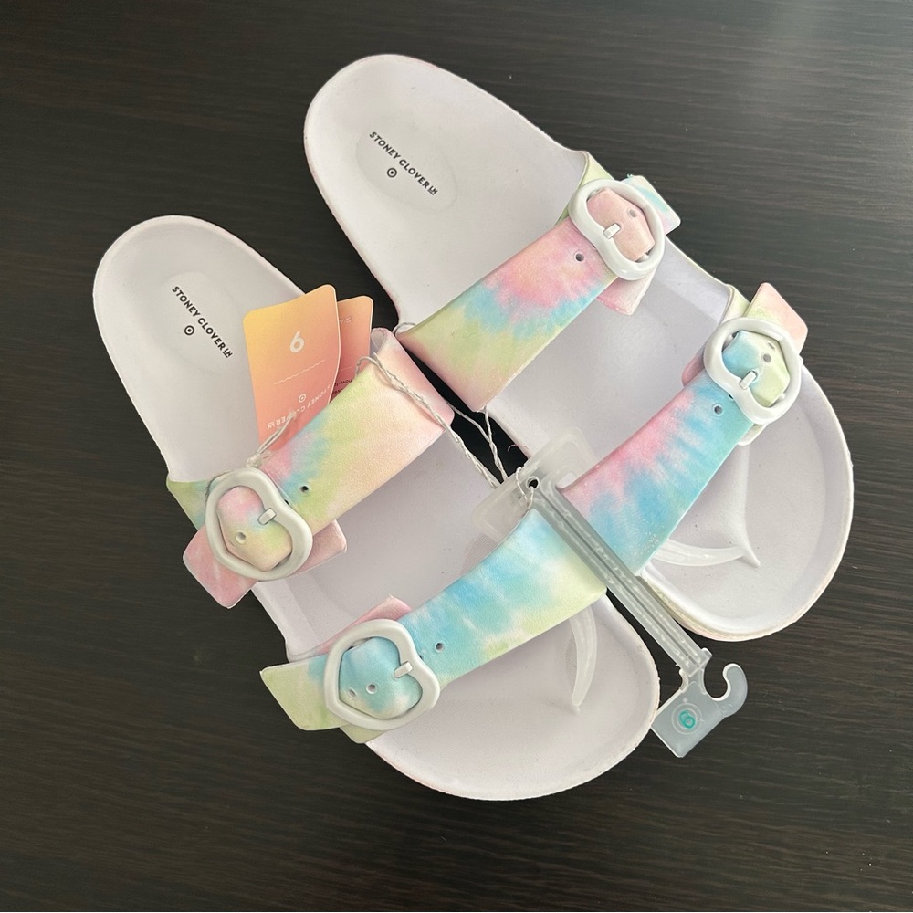 NEW STONEY CLOVER Tie Dye Slides Flip Flops Size 9